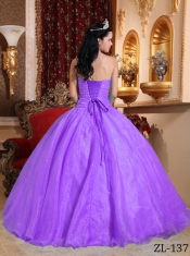 Sweet 16 Dresses In Lavender Ball Gown Strapless Floor-length With Organza Appliques
