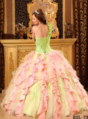 Sweet 16 Dresses In Multi-Color Ball Gown With One Shoulder Beading And Ruffles