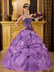 Sweet 16 Dresses In Purple Ball Gown Strapless Floor-length With Embroidery Taffeta