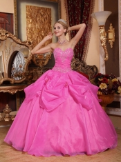 Sweet 16 Dresses In Rose Pink Ball Gown Sweetheart Floor-length With Appliques