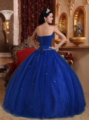 Sweet 16 Dresses In Royal Blue Ball Gown Sweetheart Floor-length Tulle Beading