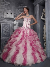 Sweet Ball Gown Sweetheart Quinceanera Dress with Taffeta and Organza Appliques Colorful