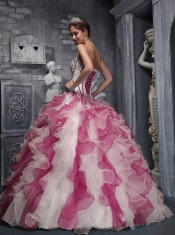 Sweet Ball Gown Sweetheart Quinceanera Dress with Taffeta and Organza Appliques Colorful