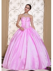 Sweet Discount 2013 Quinceanera Dress In Rose Pink With Sweetheart Beading And Appliques