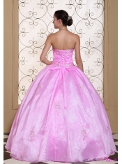 Sweet Discount 2013 Quinceanera Dress In Rose Pink With Sweetheart Beading And Appliques