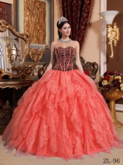 Sweetheart 15th Birthday Dresses with Organza Embroidery with Beading