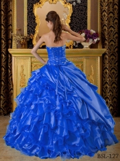 Sweetheart 2014 Spring Quinceanera Dresses Beading and Appliques Taffeta and Organza Ball Gown