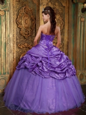 Sweetheart Ball Gown Appliques Taffeta and Organza Spring Quinceanera Dresses Lavender