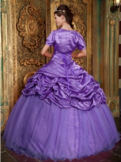 Sweetheart Ball Gown Appliques Taffeta and Organza Spring Quinceanera Dresses Lavender