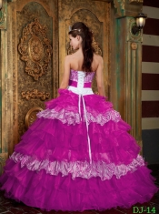 Sweetheart Ball Gown Organza and Zebra Fuchsia Ball Gown Lace-up Ruffles 2014 Spring Quinceanera Dresses