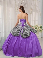 Sweetheart Ball Gown Taffeta/Zebra and Leopard Lace-up Ruffles Lavender
