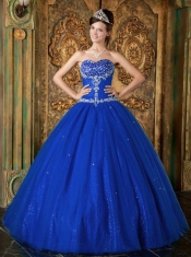 Sweetheart Beadings A-line Tulle Blue Spring Quinceanera Dresses 2014