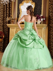 Sweetheart Beadings Apple Green Ball Gown Tulle and Taffeta Spring Quinceanera Dresses 2014