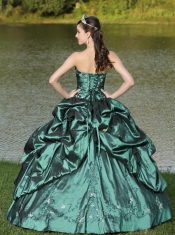 Sweetheart Beadings Taffeta Ball Gown Green Ball Gown Best Quinceanera Dresses