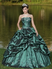 Sweetheart Beadings Taffeta Ball Gown Green Ball Gown Best Quinceanera Dresses