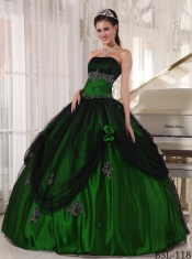 Sweetheart Dark Green Ball Gown Beading Best Quinceanera Dresses Taffeta and Tulle