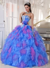 Sweetheart Multi-color Organza Beautiful Quinceanera Dress With Appliques And Bead