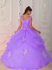 Taffeta and Organza Appliques Ball Gown V-neck Appliques and Beadings Pick-ups Best Quinceannera Dresses