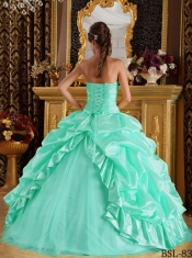 Taffeta and Tulle Beading Perfect Ball Gown Floor-length Beautiful Quinceanera Dress In Apple Green