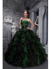 The Brand New Style Multi-color Strapless Taffeta and Organza Appliques and Ruffles Beautiful Quinceanera Dress