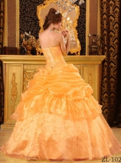 The Super HotOrange Ball Gown Strapless With Organza Appliques For Sweet 16 Dresses