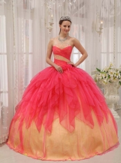 Watermelon Ball Gown Floor-length Organza Beading2014 Spring Quinceanera Dresses