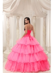 Watermelon Quinceanera Dress With Sweetheart Beaded and Layers Ball Gown In New Styles