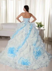 White New Styles Ball Gown Sweetheart With Court Train And Appliques Quinceanera Dress