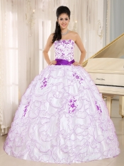 White Organza Strapless Pretty Quinceanera Dresses With Embroidery Decorate
