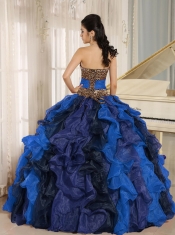 Wholesale Multi-color 2013 Quinceanera Dress V-neck Ruffles With Leopard and Beading