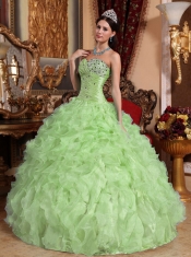 Yellow Green Quinceanera Dress Ball Gown Sweetheart In New Styles With Beading and Ruffles