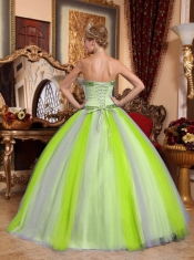 Multi-color Ball Gown Sweetheart Floor-length Tulle Beading Quinceanera Dress