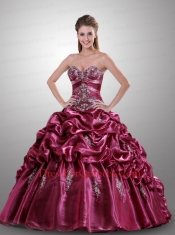 2013 Spaghetti Straps Fuchsia Quinceanera Dresses with Appliques and Pick-ups