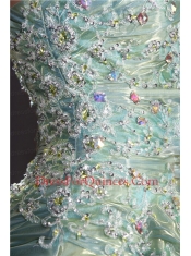 2014 Classical Appliques and Pick Ups Quinceanera Ball Gown in Apple Green