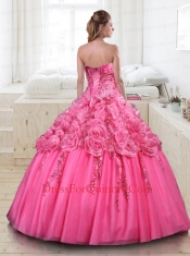 2014 Elegant Pink Quinceanera Dresses with Appliques and Beading