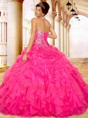 2014 Excellent Sweetheart Peach Quinceanera Dresses with Ruffles and Beading