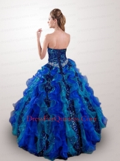 2014 Exclusive Strapless Royal Blue Quince Dresses with Beading