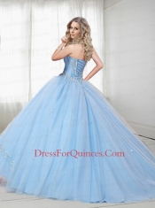 2014 Exquisite Light Blue Quinceanera Dresses with Embroidery and Beading