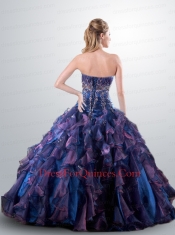 2014 Fashionable Strapless Multi-color Quinceanera Gown with Beading and Ruffles