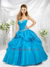 2014 Fashionable Sweetheart Blue Quinceanera Dresses with Beading