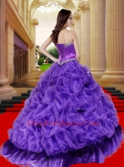 2015 Luxurious Sweetheart  Beading and Ruffles Quinceanera Dress in Purple