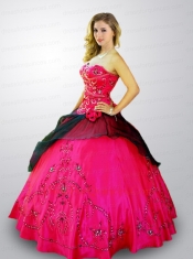 2014 New Arrival Sweetheart Embroidery and Beading Quinceanera Dress in Hot Pink