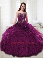2014 Wonderful Purple Quinceanera Dresses with Appliques and Ruffles