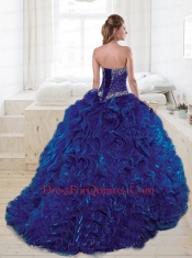 2014 Wonderful Royal Blue Quinceanera Dresses with Beading and Ruffles