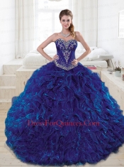 2014 Wonderful Royal Blue Quinceanera Dresses with Beading and Ruffles