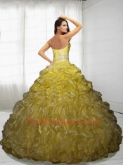2015 Brand New Ruffles and Beading Yellow Dress for Quinceanera