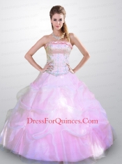 2015 Cheap Hot Sale Baby Pink Quinceanera Dresses with Beading