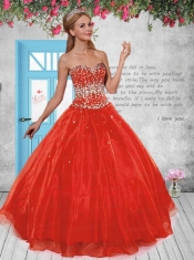 2015 Discount Sweetheart Red Sweet Sixteen Dresses with Beading