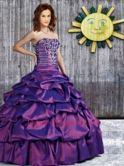 2015 Elegant Strapless Purple Quinceanera Dress with Pick Ups and Beading 2015 Elegant Strapless Purple Quinceanera Dress with Pick Ups and Beading