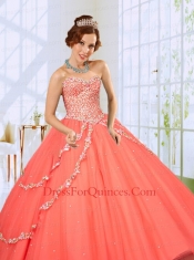 2015 Fashionable Beading Sweep Train Quinceanera Dress in Mint